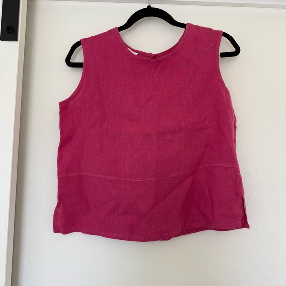 Bryn Walker Women's Isola 100% Linen Sleeveless Tank Top Pink Slit Blouse XXS - Picture 1 of 6
